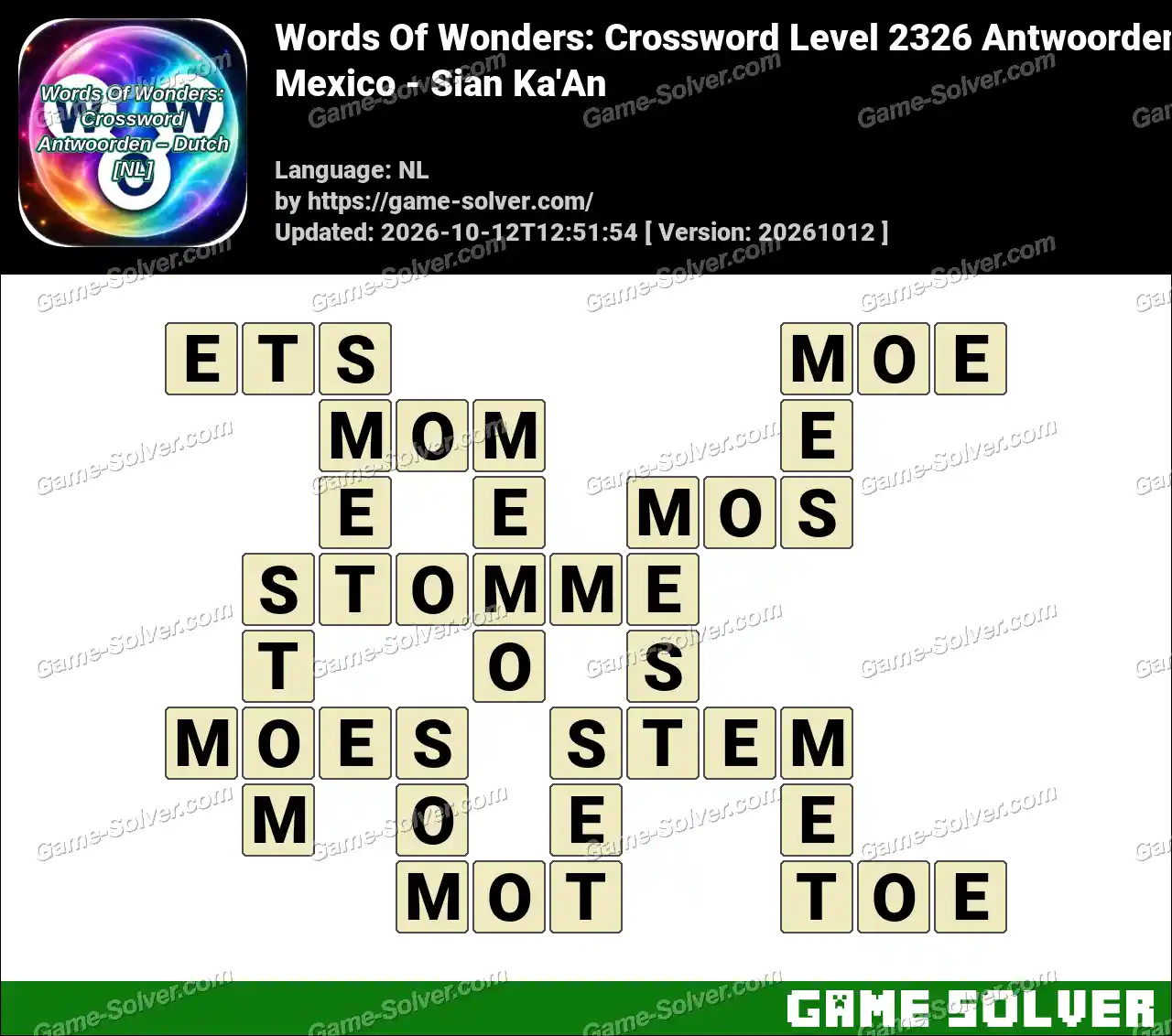Words Of Wonders: Crossword Level 2326 Antwoorden – Mexico – Sian Ka’An